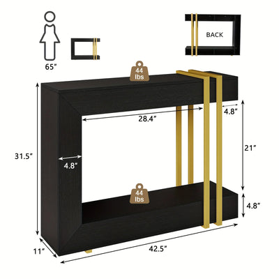Valnase Modern 2-Tier Entry Entrance Table with Storage, Narrow Long Sofa Table Behind Couch.42.5 Inch L Console Table for Entyrway