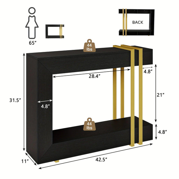 Valnase Modern 2-Tier Entry Entrance Table with Storage, Narrow Long Sofa Table Behind Couch.42.5 Inch L Console Table for Entyrway
