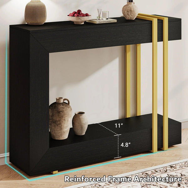 Valnase Modern 2-Tier Entry Entrance Table with Storage, Narrow Long Sofa Table Behind Couch.42.5 Inch L Console Table for Entyrway