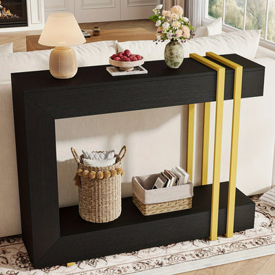 Valnase Modern 2-Tier Entry Entrance Table with Storage, Narrow Long Sofa Table Behind Couch.42.5 Inch L Console Table for Entyrway