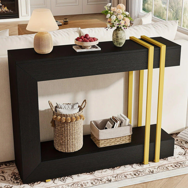 Valnase Modern 2-Tier Entry Entrance Table with Storage, Narrow Long Sofa Table Behind Couch.42.5 Inch L Console Table for Entyrway