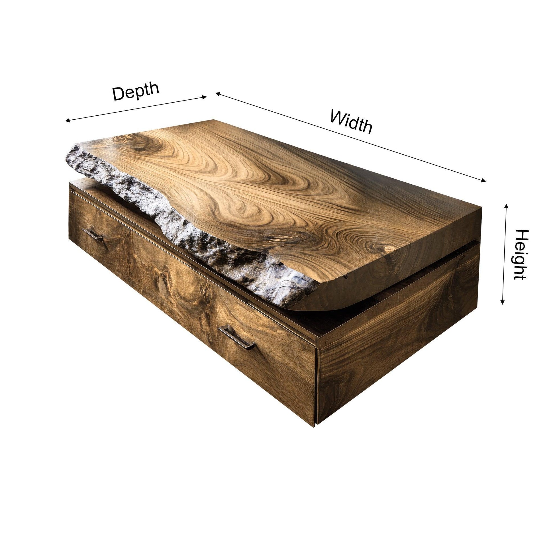 Valren Live Edge Solid Wood Floating Bathroom Vanity with Drawers