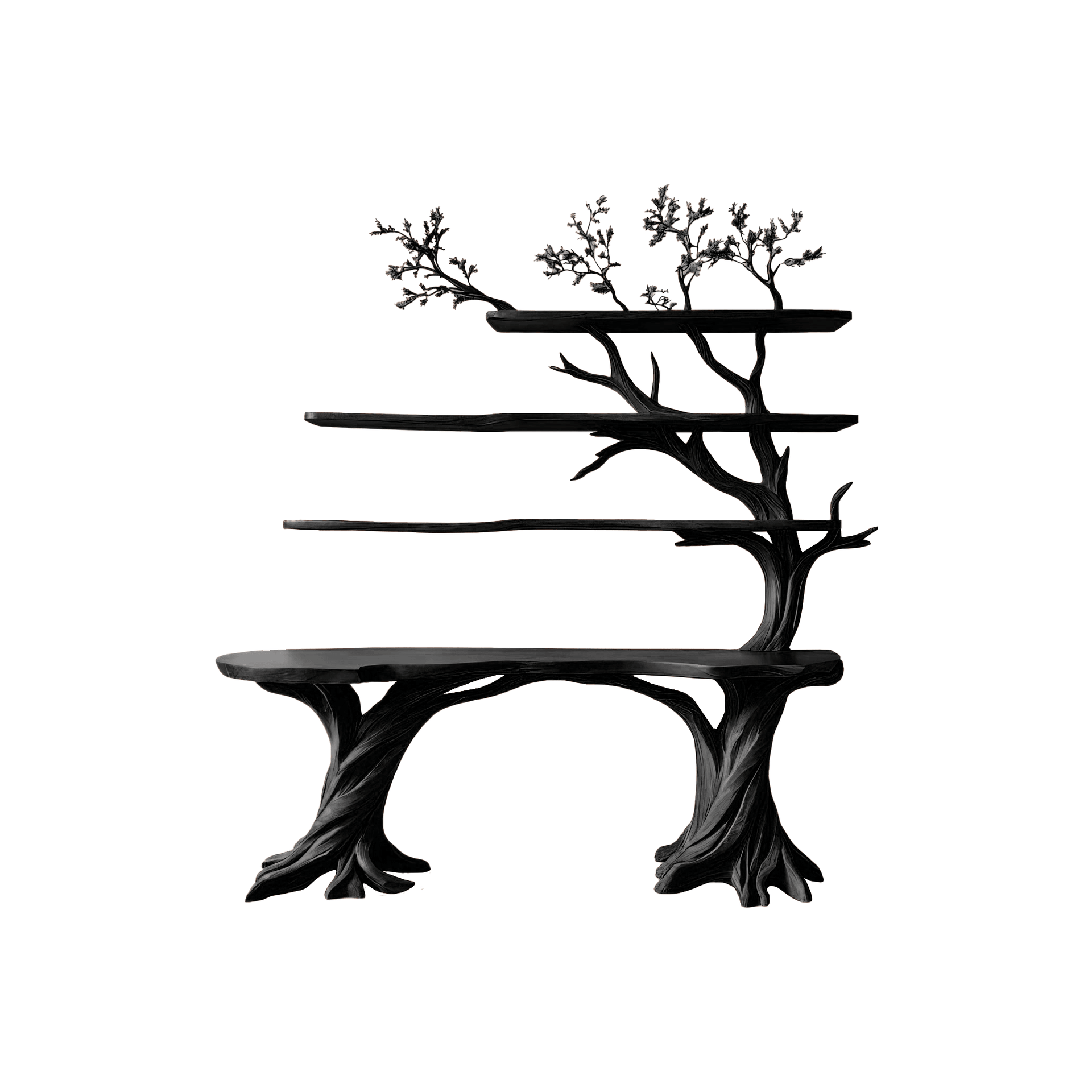 Valtheris Live Edge Solid Wood Console Table with Shelves