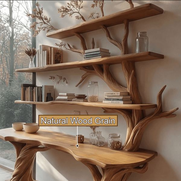 Valtheris Live Edge Solid Wood Console Table with Shelves
