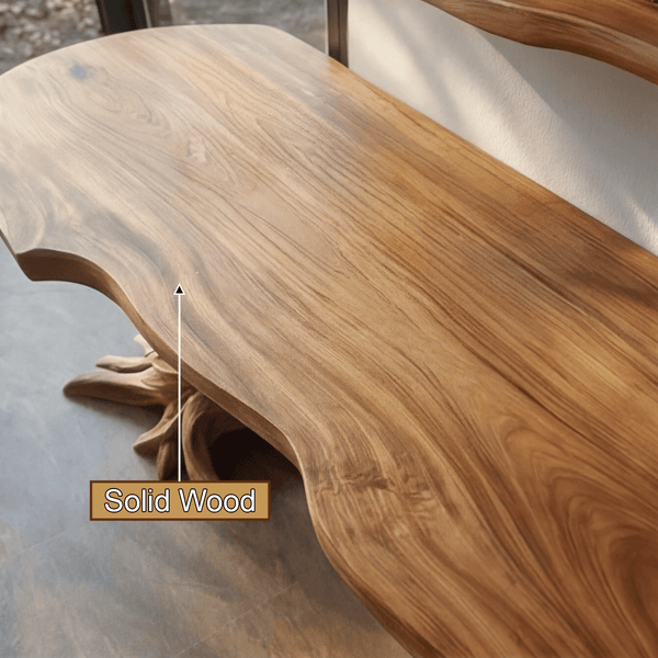 Valtheris Live Edge Solid Wood Console Table with Shelves
