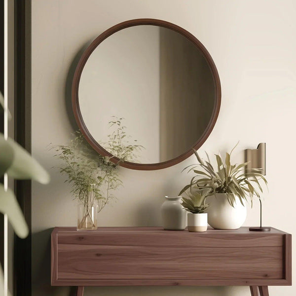 Vanity Mirror - Round Wood