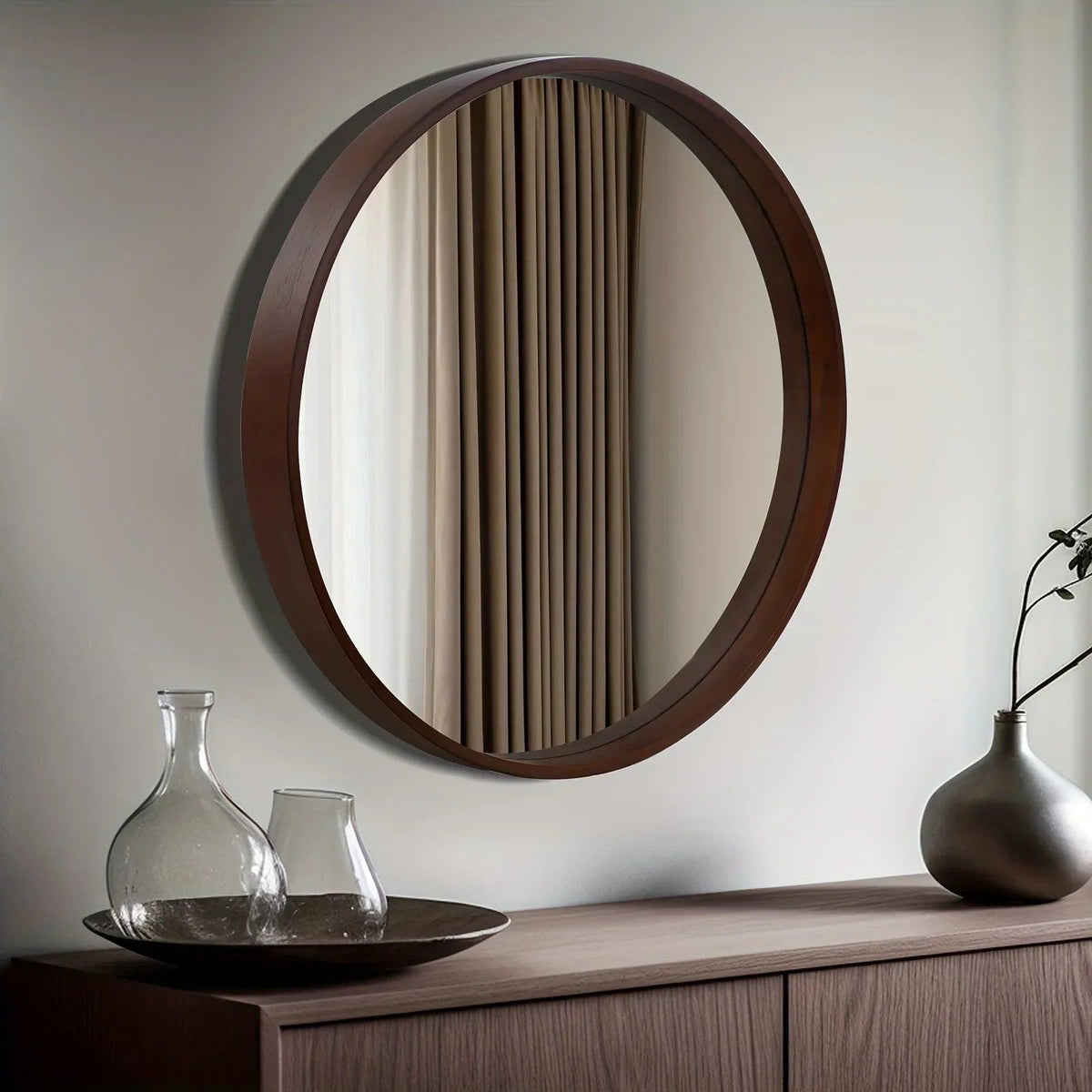Vanity Mirror - Round Wood