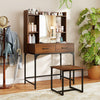 Vanity Desk with Storage Drawers and Charging Station-Walnut