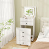 3-in-1 Vanity Set with Cushioned Stool and Flip-up Mirror-White