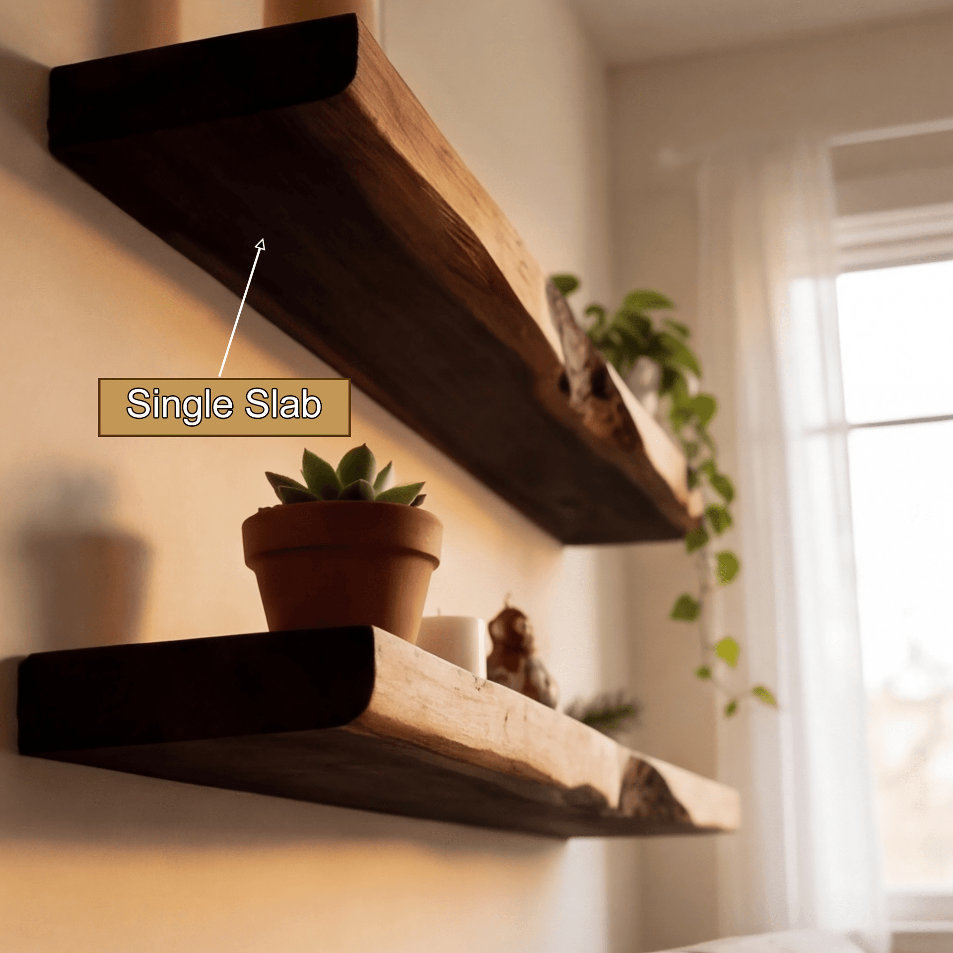 Vareon Live Edge Solid Wood Floating Shelf SPA941384