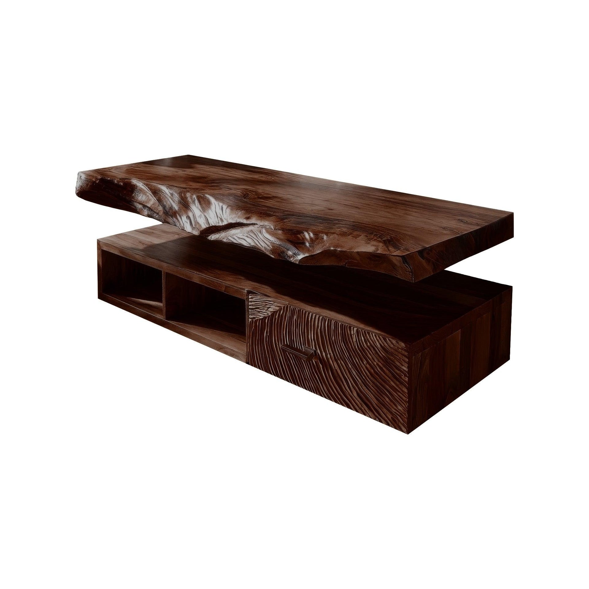 Varion Live Edge Solid Wood Floating Bathroom Vanity With Drawers