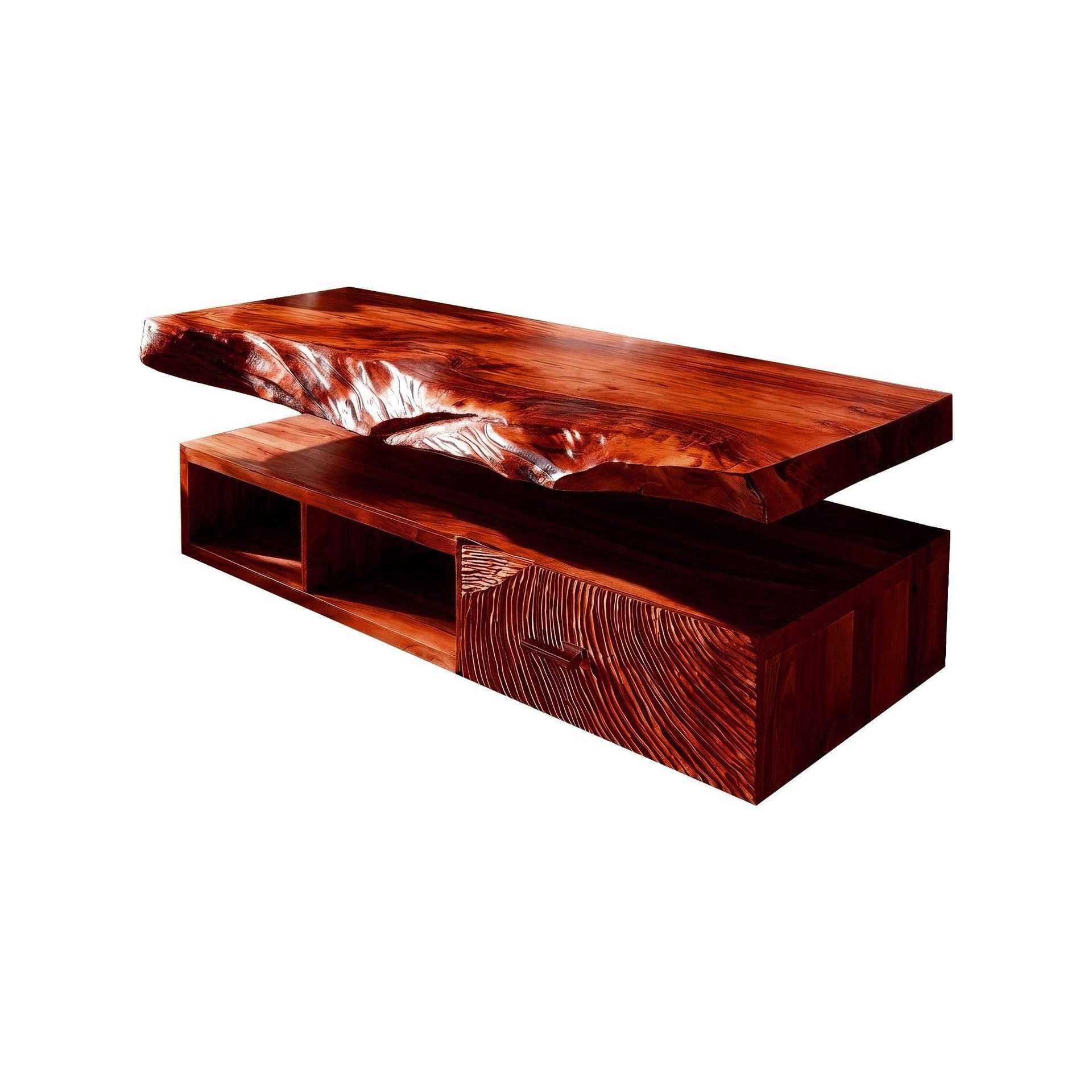 Varion Live Edge Solid Wood Floating Bathroom Vanity With Drawers