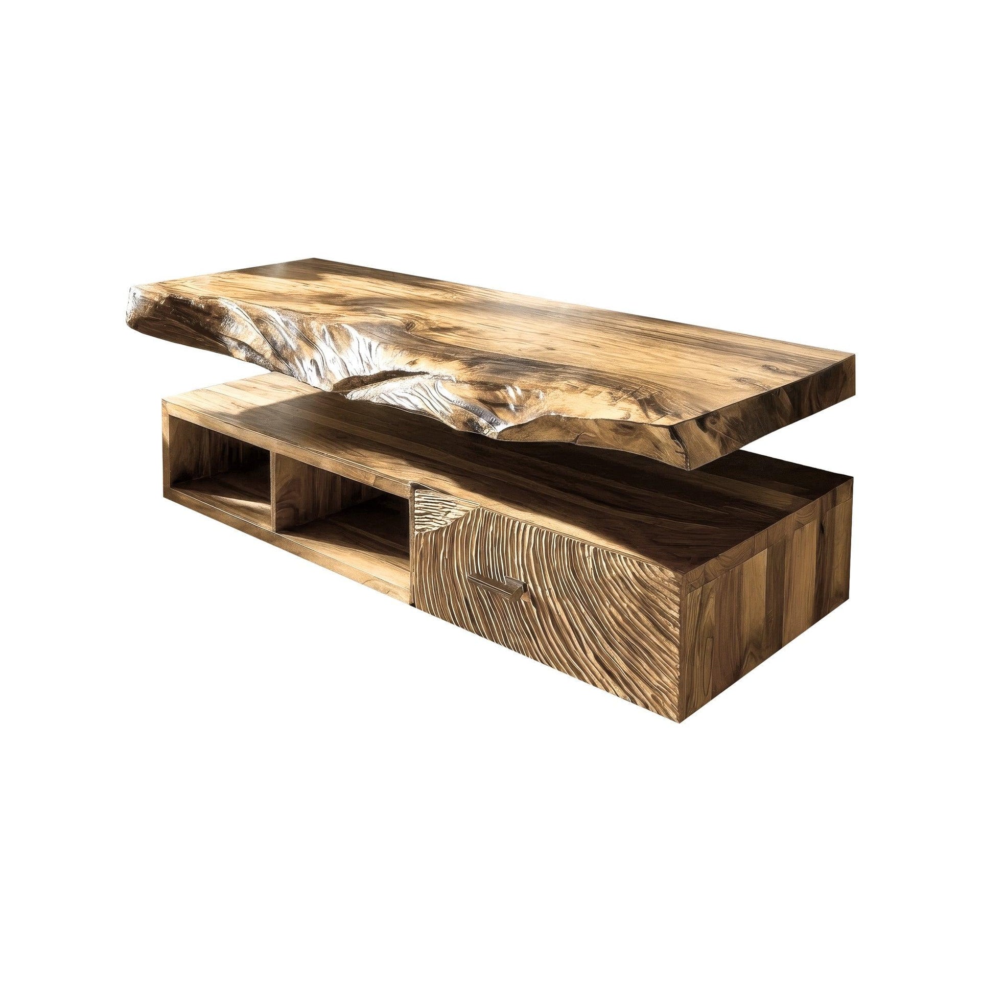Varion Live Edge Solid Wood Floating Bathroom Vanity With Drawers