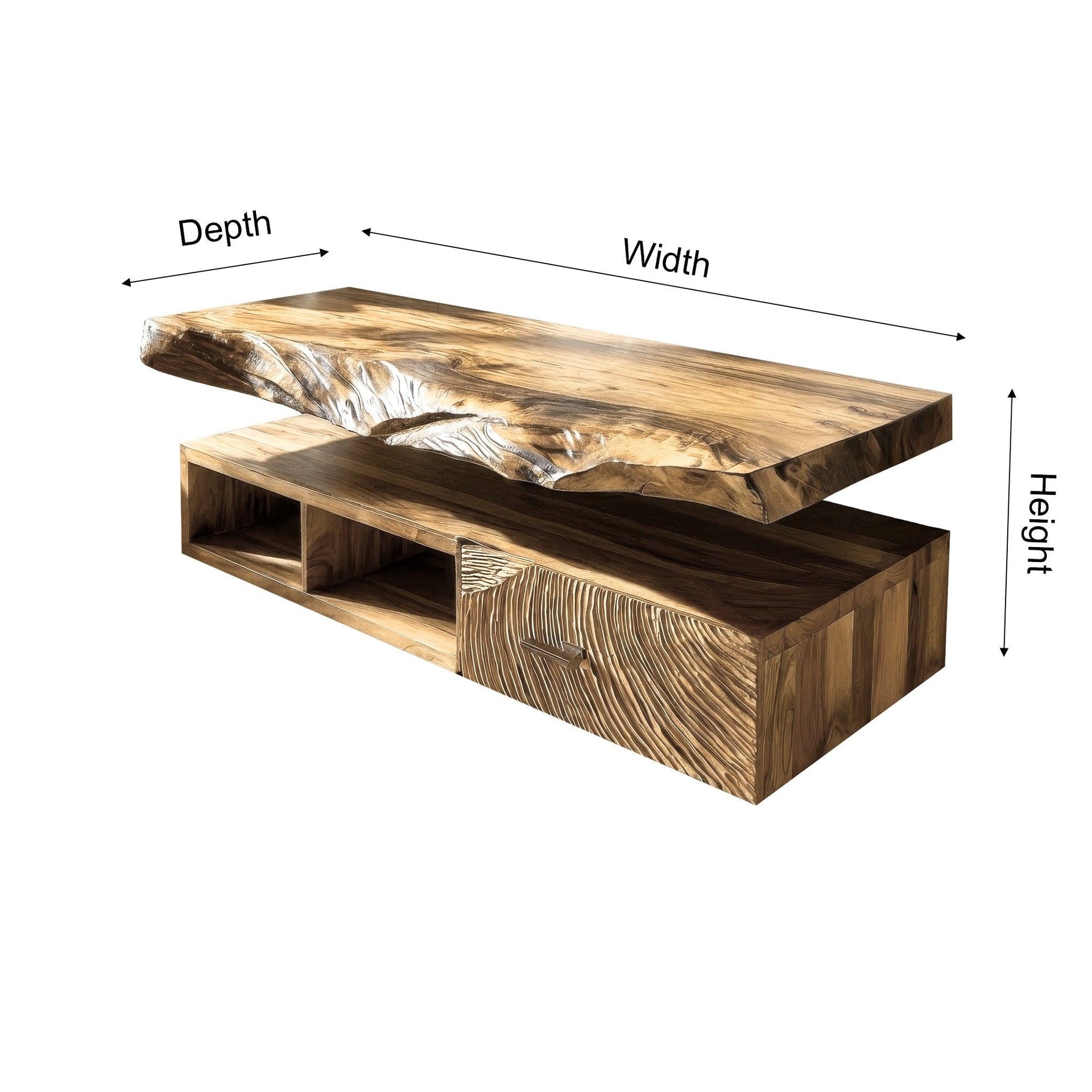 Varion Live Edge Solid Wood Floating Bathroom Vanity With Drawers