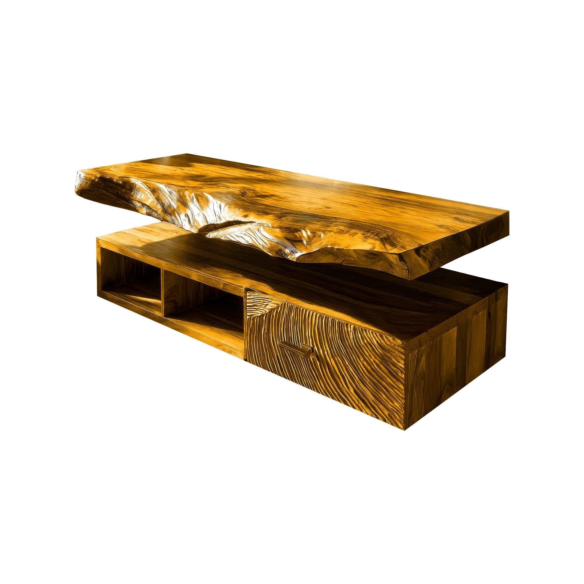 Varion Live Edge Solid Wood Floating Bathroom Vanity With Drawers