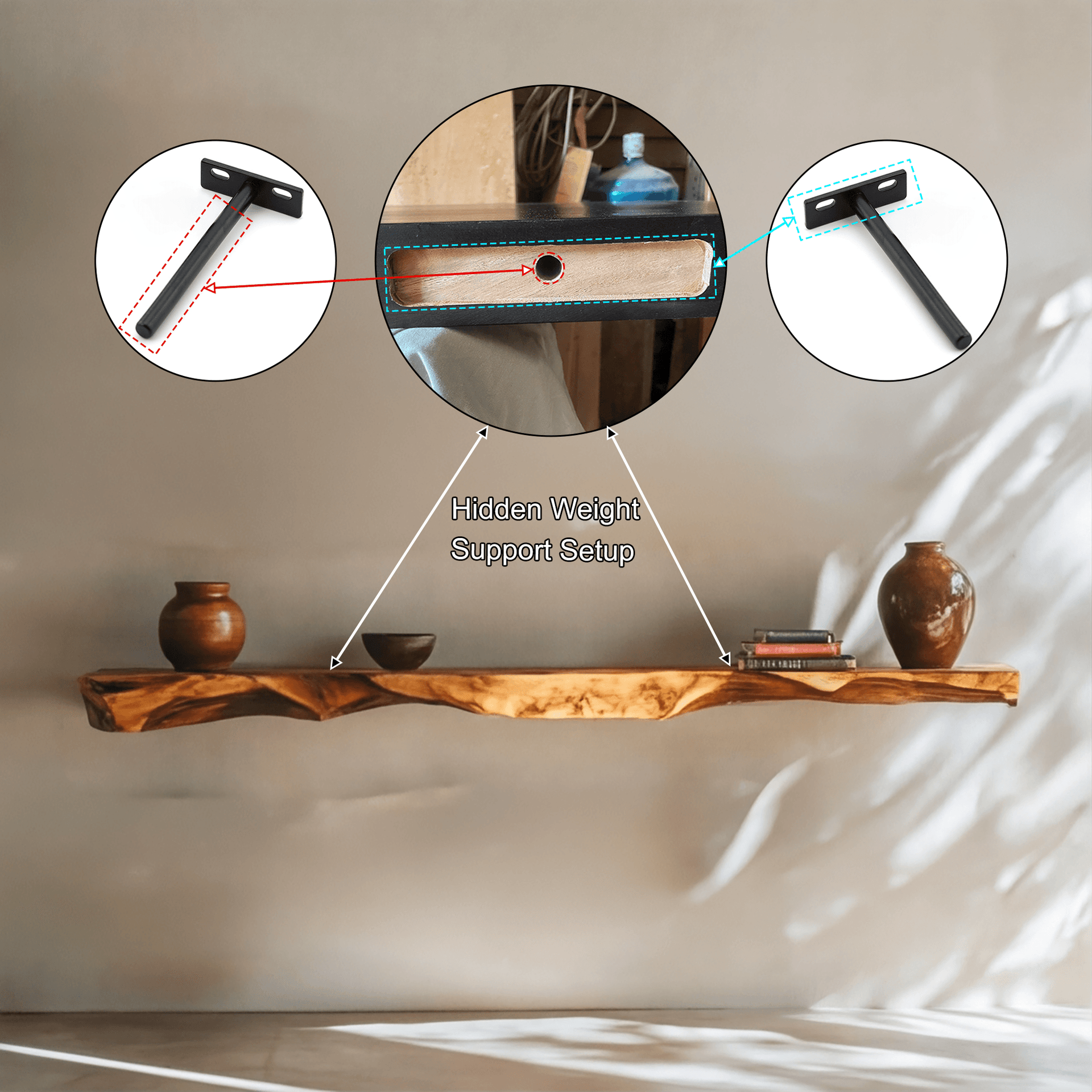 Varneth Live Edge Solid Wood Floating Shelf SPA503125