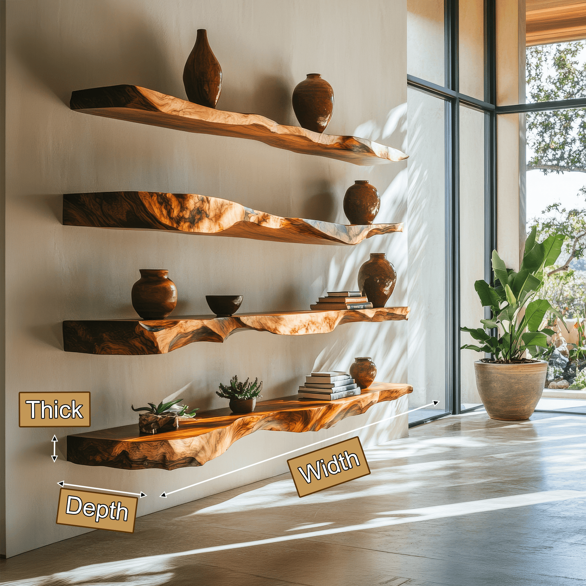 Varneth Live Edge Solid Wood Floating Shelf SPA503125