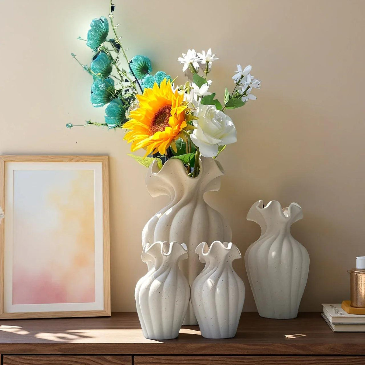 Vase - Decorative Ceramic White Set