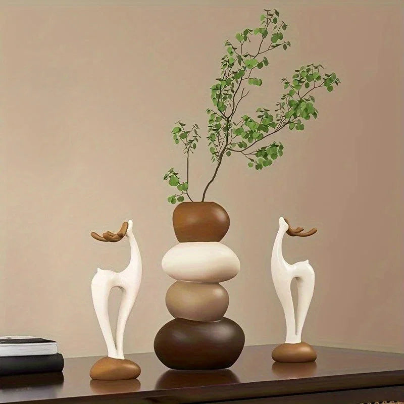 Vase - Decorative Stacked Stone 3 Layered
