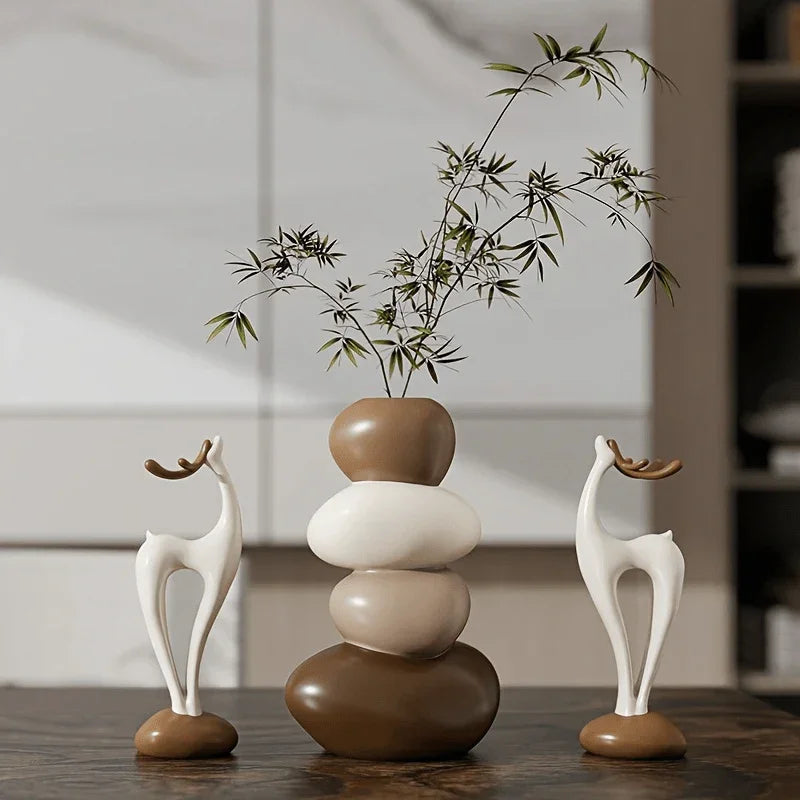 Vase - Decorative Stacked Stone 3 Layered