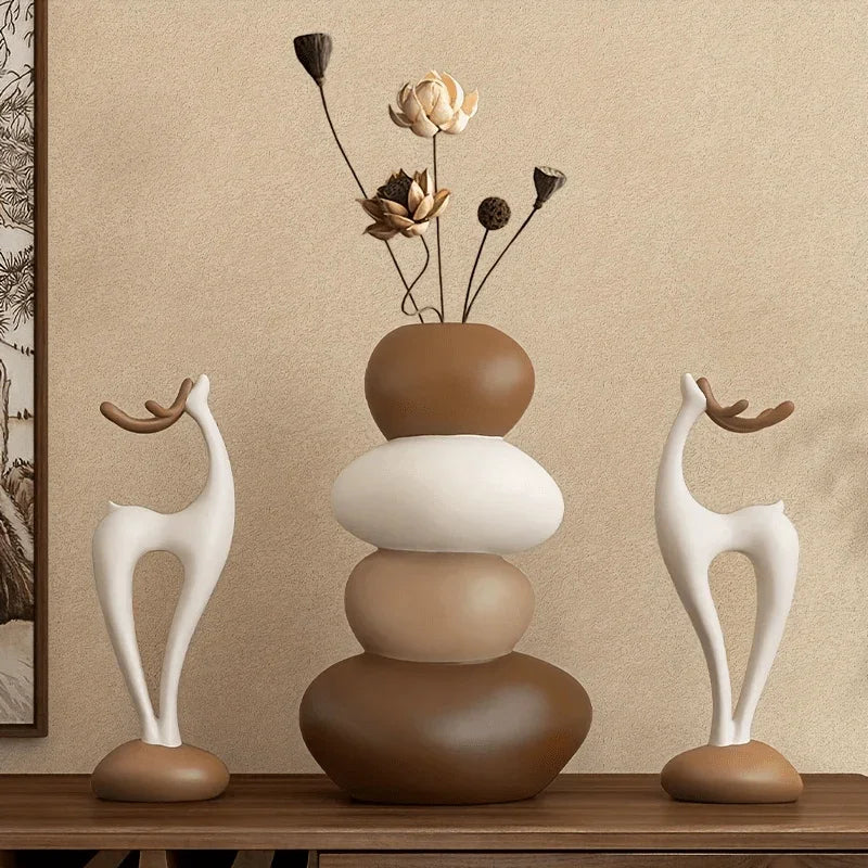 Vase - Decorative Stacked Stone 3 Layered