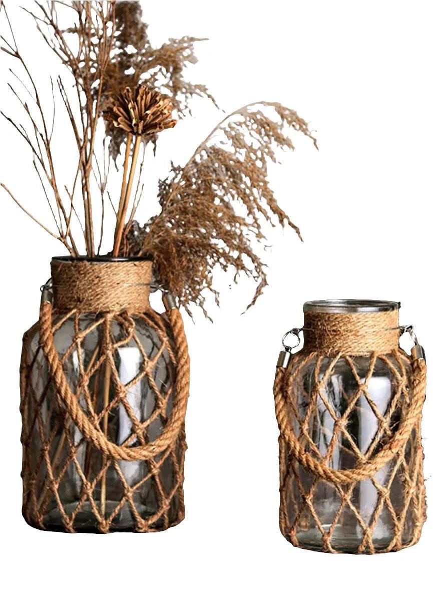 Vase - Handwoven Rope Glass