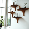 Velorin Sculpted Solid Wood Mushroom Floating Shelf SPA185432 - Natural Oak / 12"L × 8"D