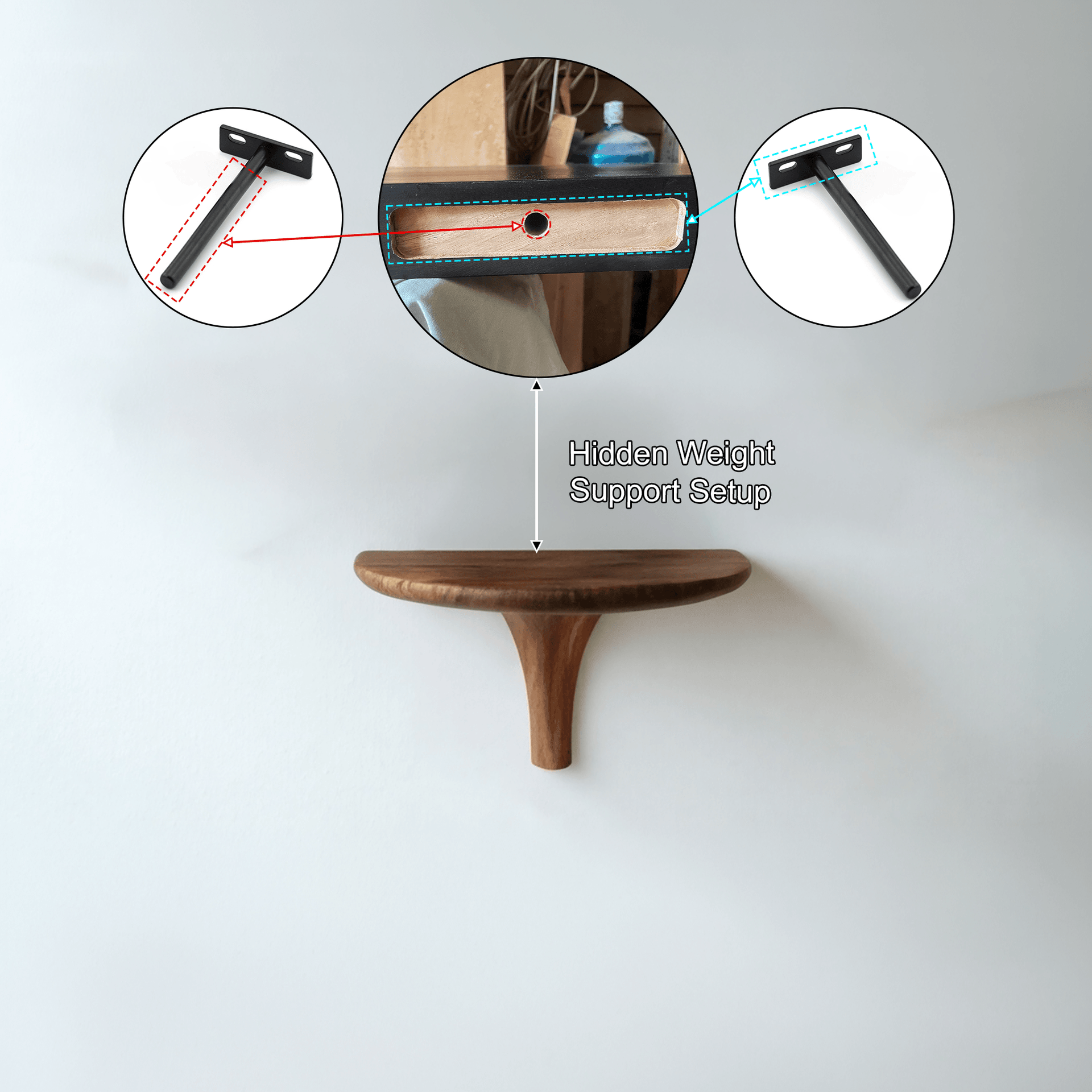 Velorin Sculpted Solid Wood Mushroom Floating Shelf SPA185432