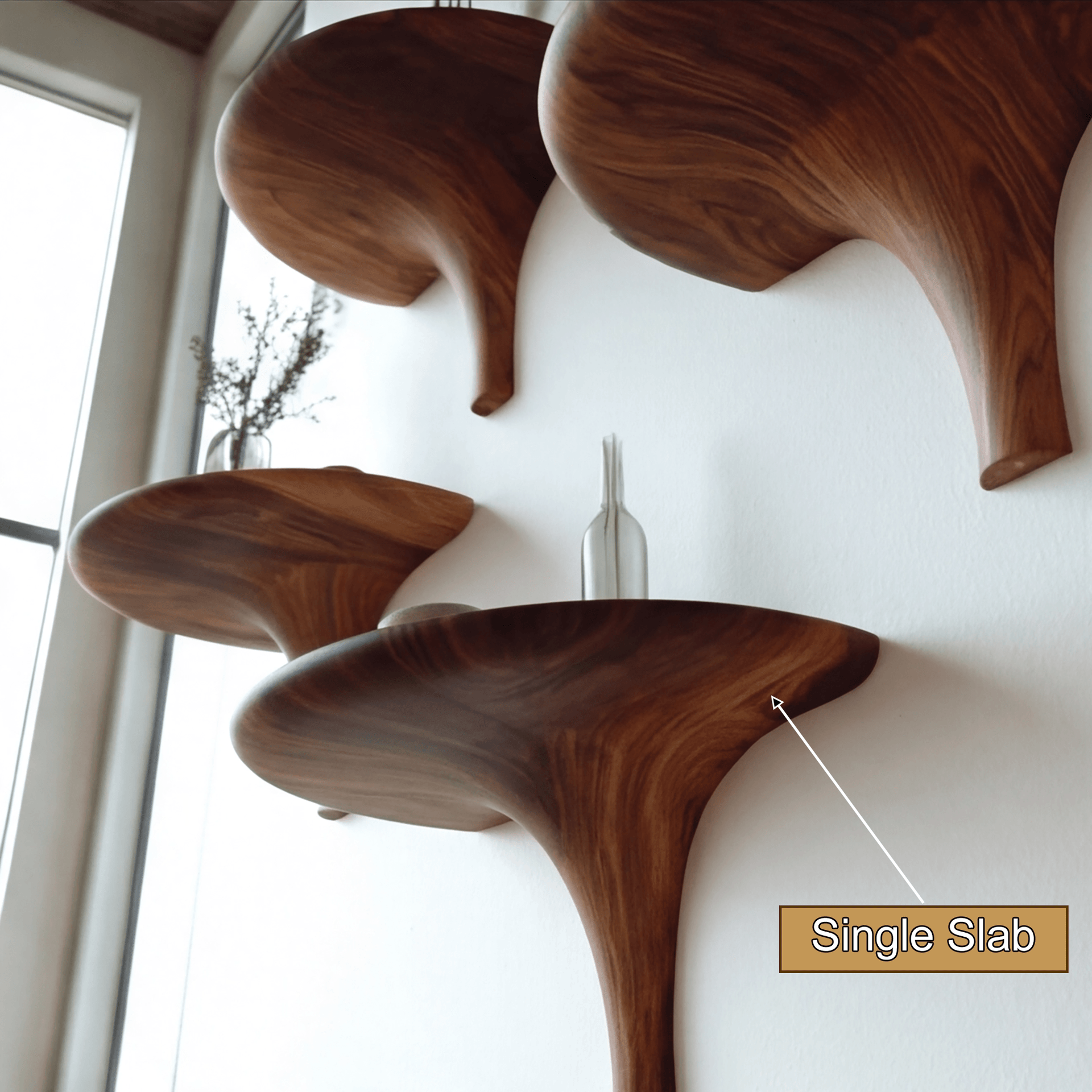 Velorin Sculpted Solid Wood Mushroom Floating Shelf SPA185432