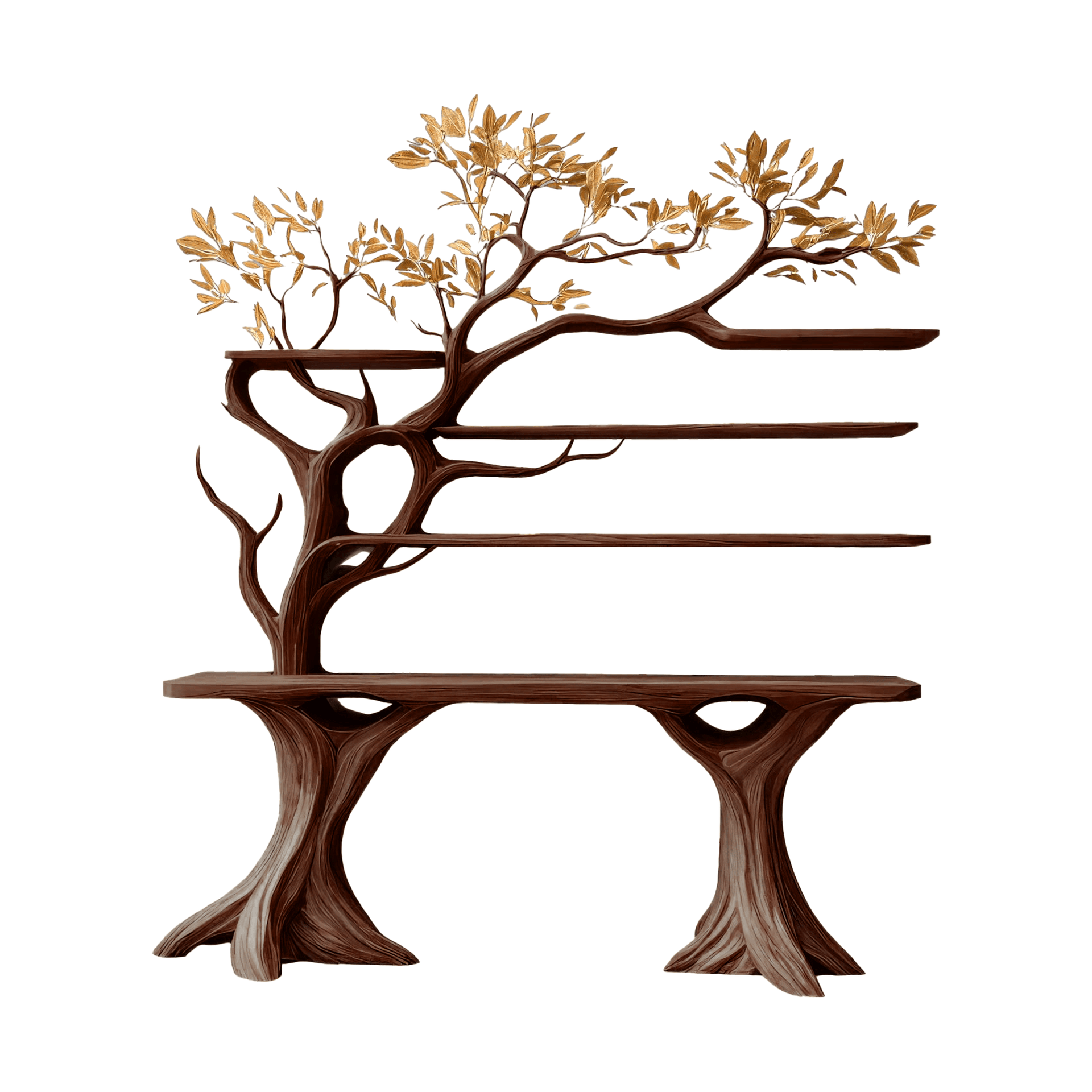 Veltrion Sculpted Solid Wood Console Table with Shelves
