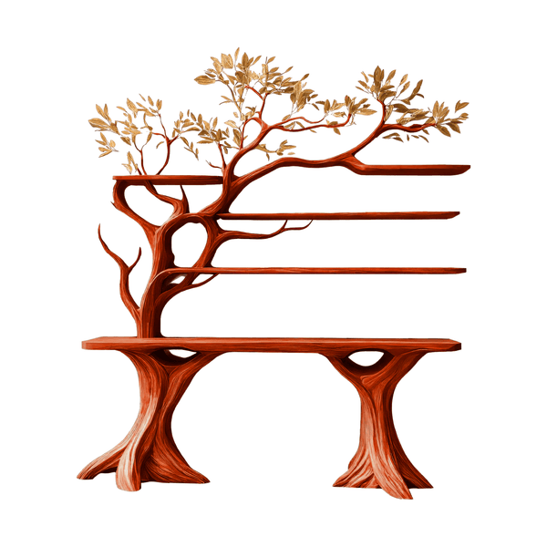 Veltrion Sculpted Solid Wood Console Table with Shelves
