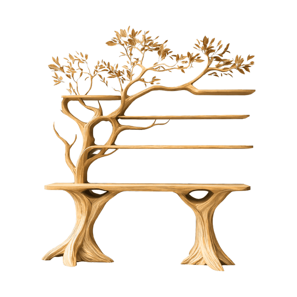 Veltrion Sculpted Solid Wood Console Table with Shelves