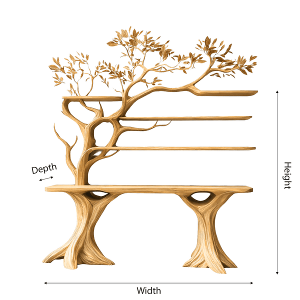 Veltrion Sculpted Solid Wood Console Table with Shelves