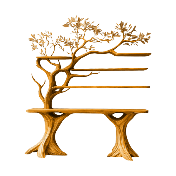 Veltrion Sculpted Solid Wood Console Table with Shelves