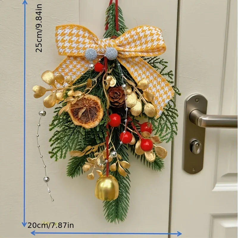 Velvet Christmas Bell Ornament with Pinecone Accent and Red Velvet Finish