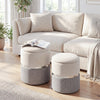 Velvet/Linen Fabric Storage Ottoman Set of 2-Gray