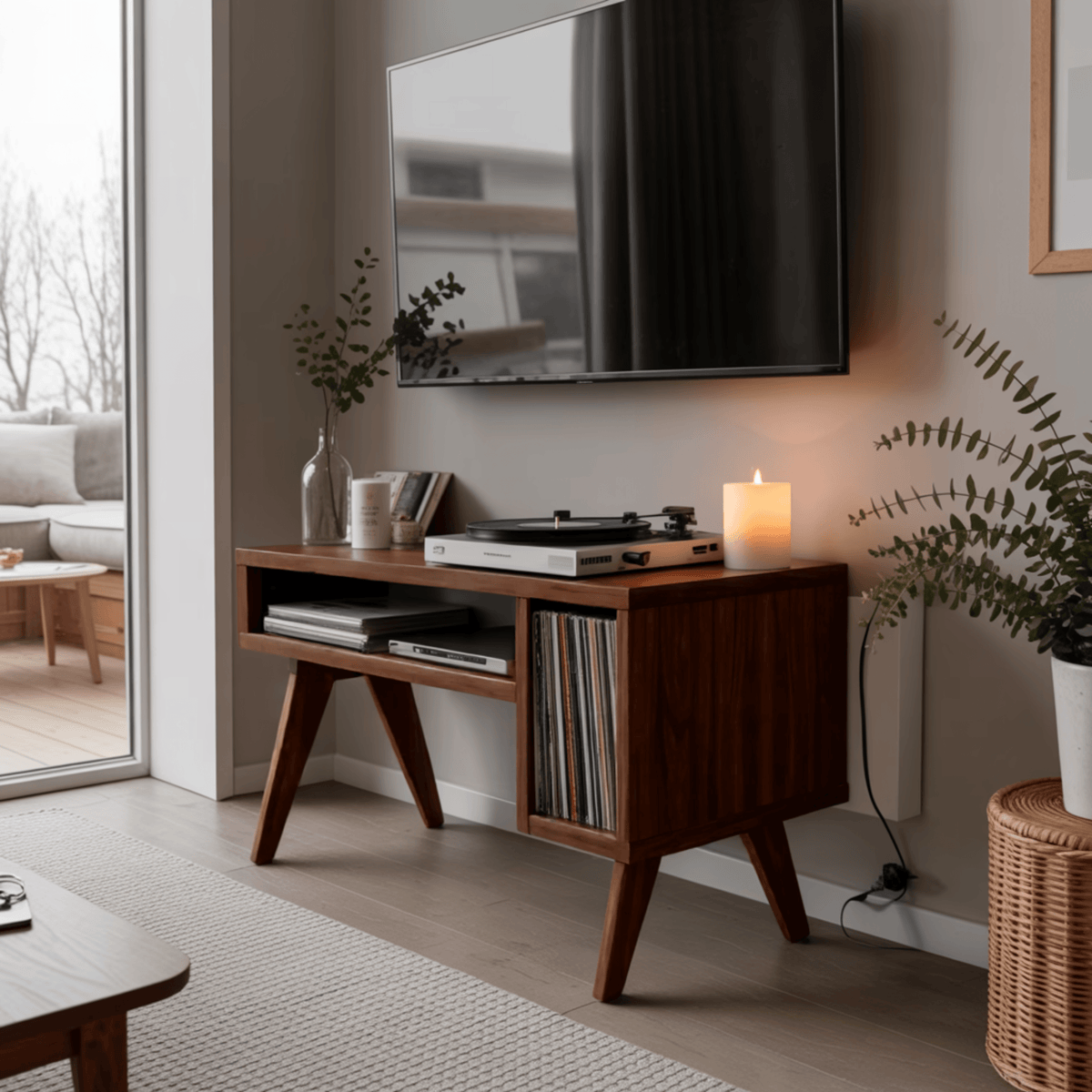 Verdan Solid Walnut Record Player Stand