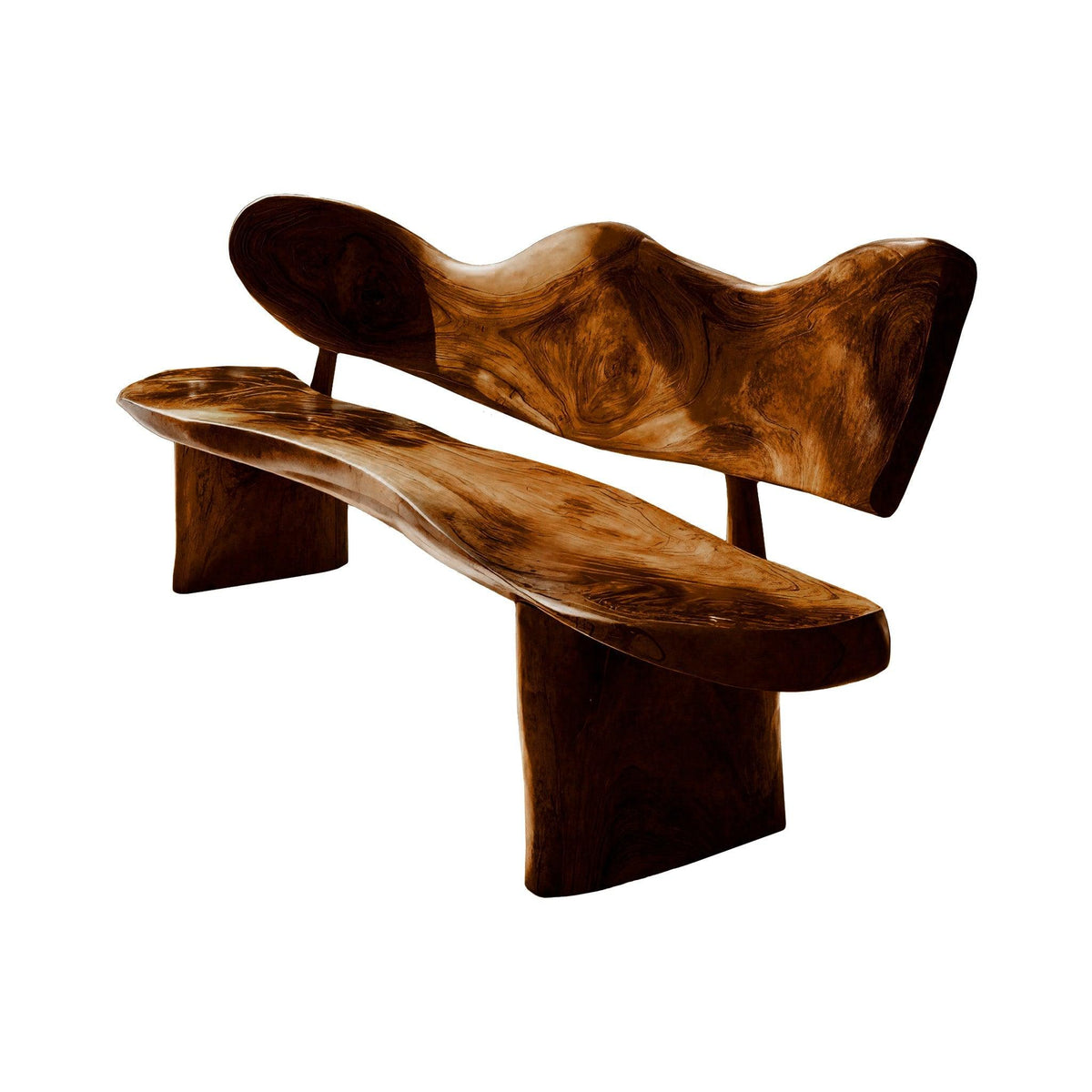 Verdura Crest Handcrafted Solid Wood Outdoor Bench