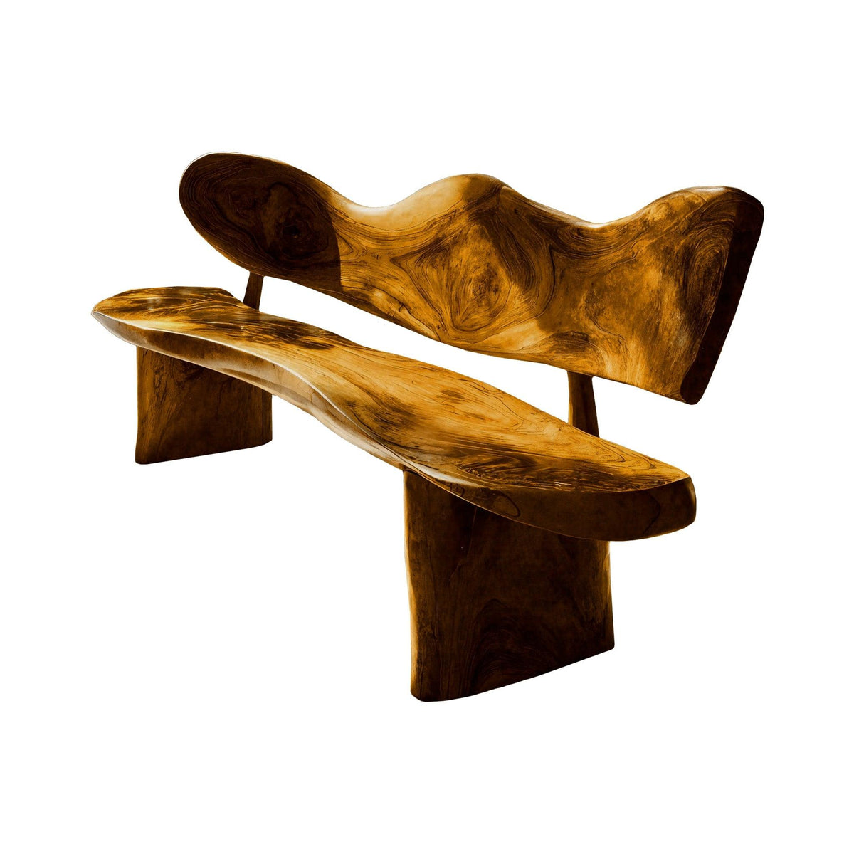 Verdura Crest Handcrafted Solid Wood Outdoor Bench