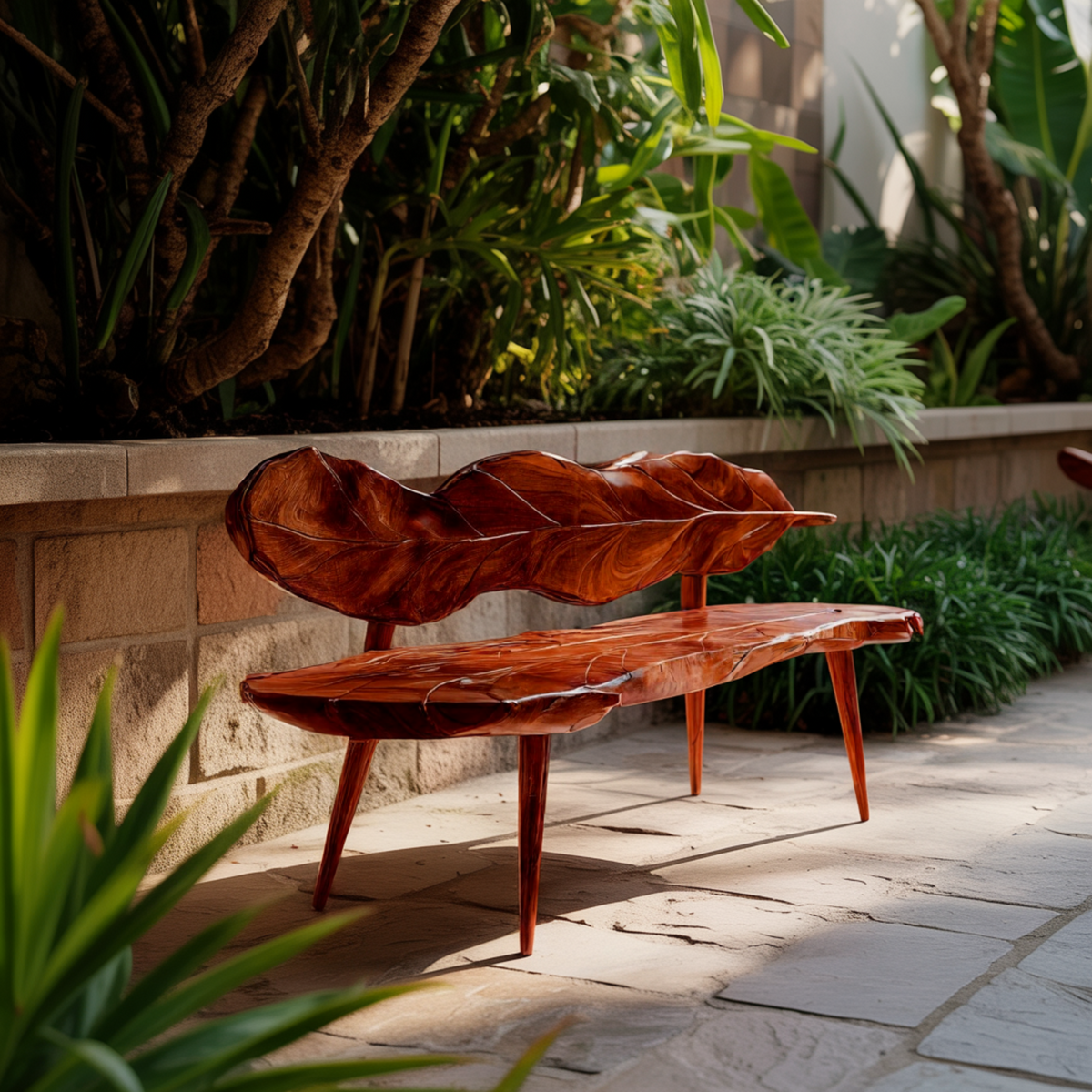 Verdura Leafform Handcrafted Outdoor Bench