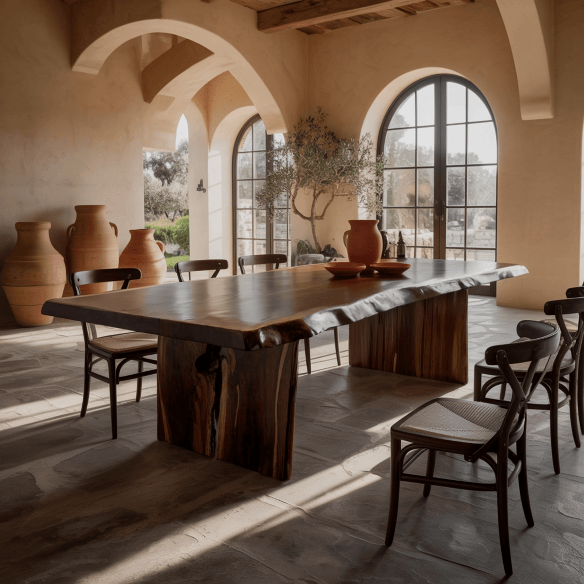 Veyra Organic Modern Sculptural Solid Wood Dining Table