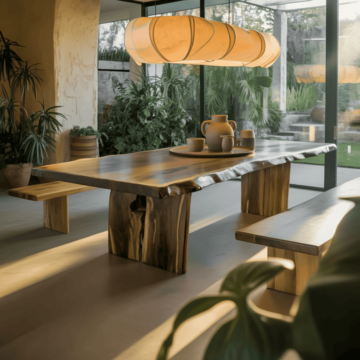 Veyra Organic Modern Sculptural Solid Wood Dining Table