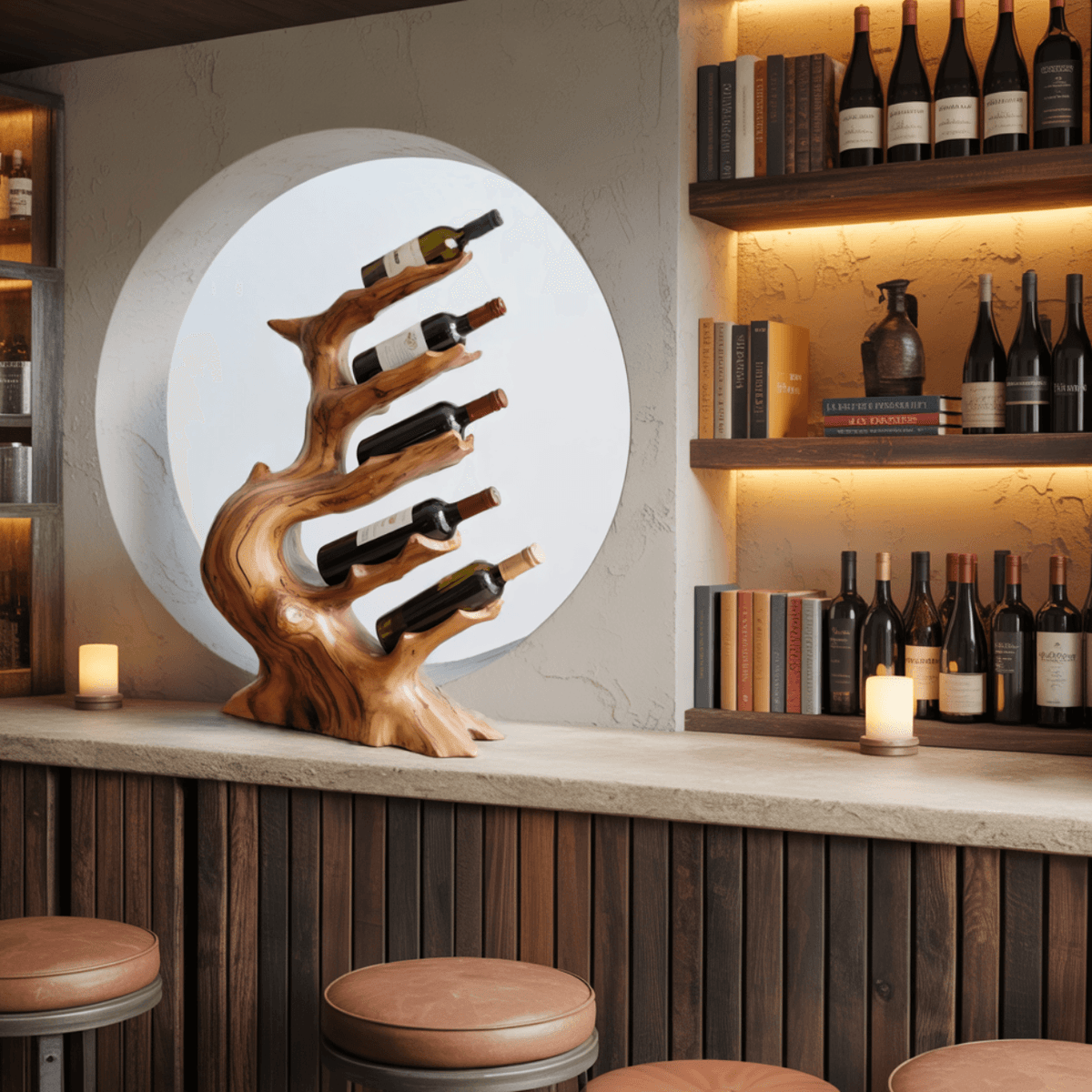 Veyra Sculptural Treeform Solid Wood Wine Rack