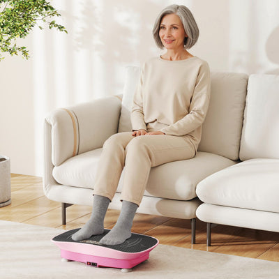 Vibration Plate Exercise Machine for Lymphatic Drainage and Weight Loss with 10 Speed Intensities-Pink