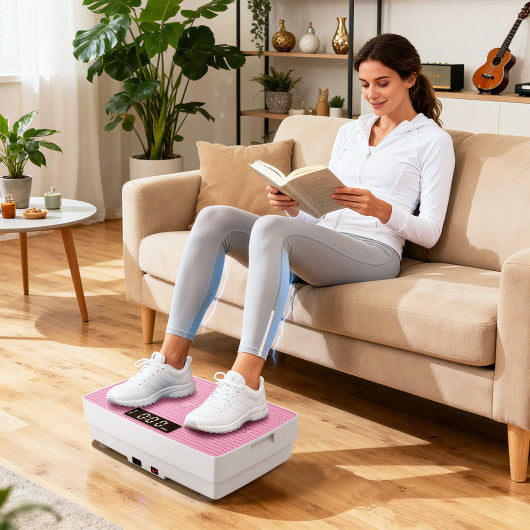 Vibration Plate Exercise Machine with Gravity Sensor and Remote Control for Home Gym-Pink