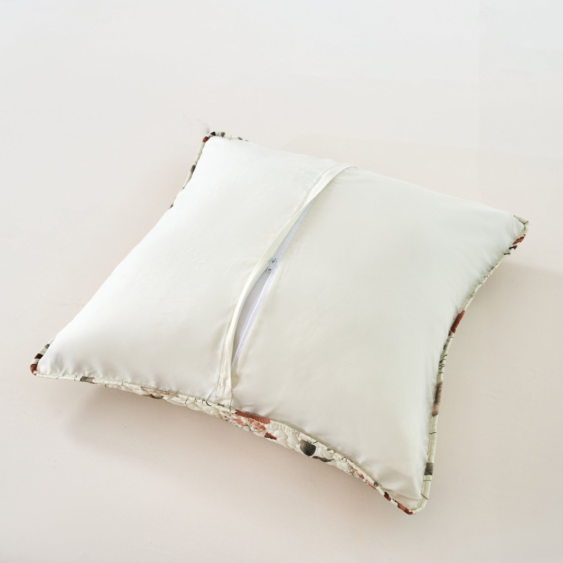 Enchanted Meadow Throw Pillow Euro Cover - Zippered Floral Design in Beige, Rose, and Soft Green, Premium Soft Microfiber, Euro Sham in 26x26 Inches (26