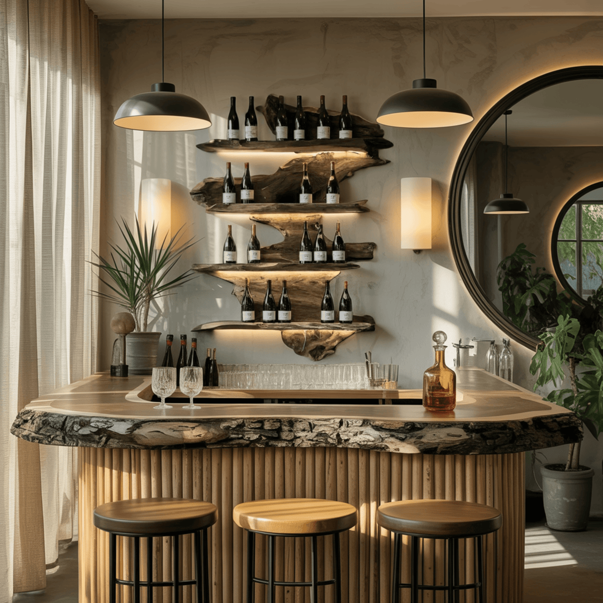 Vineflow Live Edge Floating Wine Rack Holder