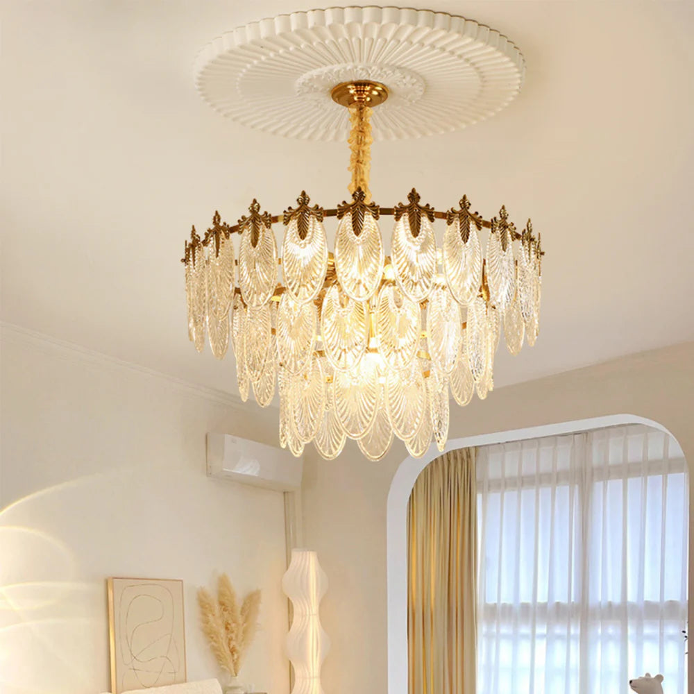 Vintage Crystal Leaf Chandelier