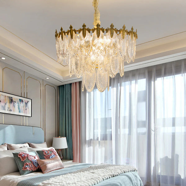 Vintage Crystal Leaf Chandelier