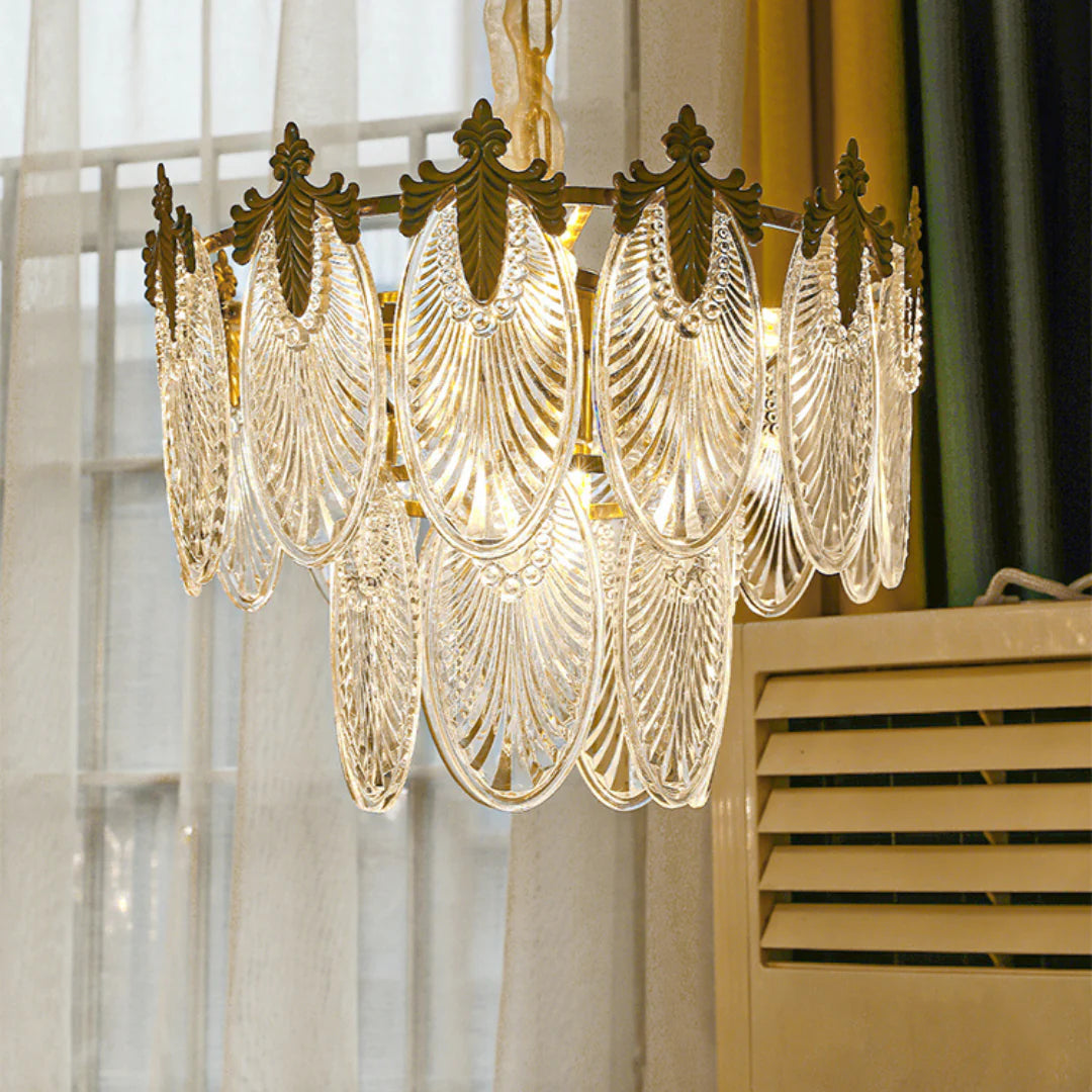 Vintage Crystal Leaf Chandelier